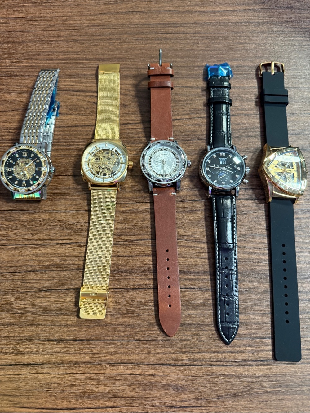 Lot of 5 New Men’s Watches – Mixed Styles & Brands – Automatic / Fashion Watches